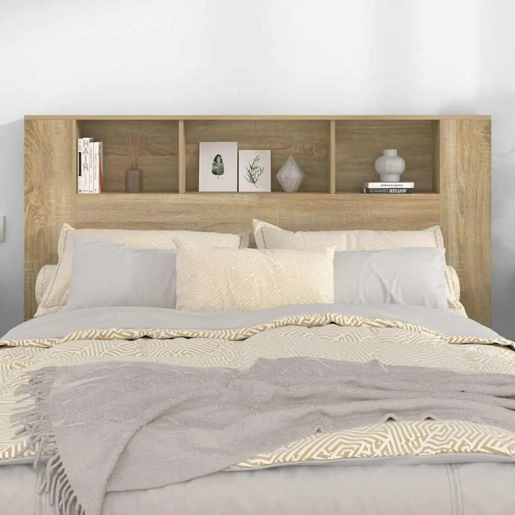 Headboard Cabinet Storage 160 cm Brown Engineered Wood
