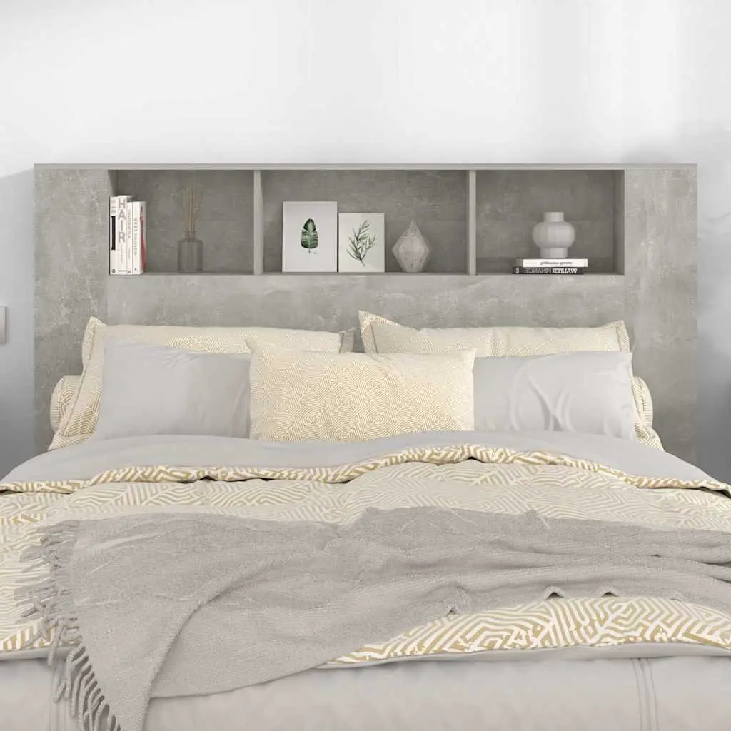 Grey Headboard Cabinet with Five Compartments
