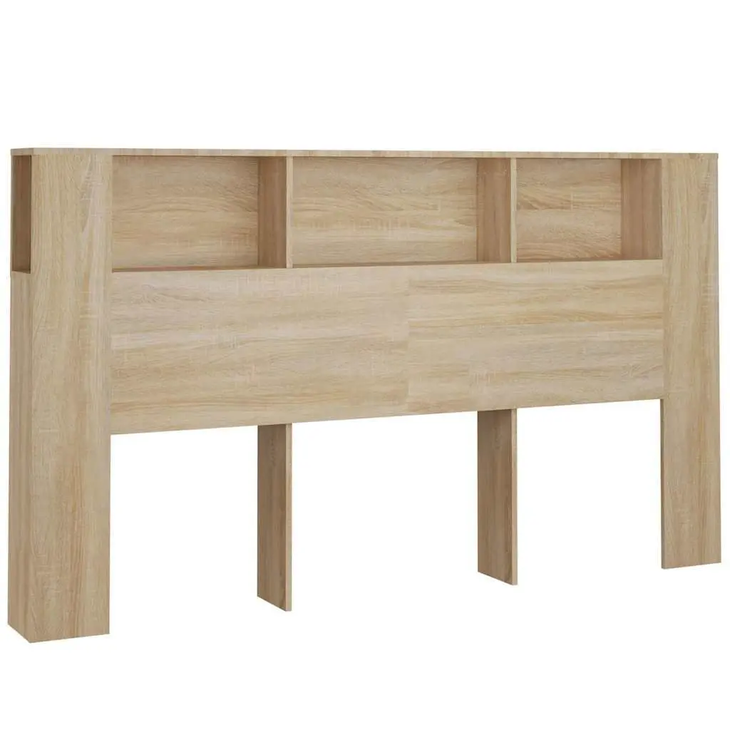Headboard Cabinet with Storage Compartments Brown Wall-Mounted Bedroom