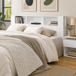 Dependable White Headboard Cabinet with Ample Storage