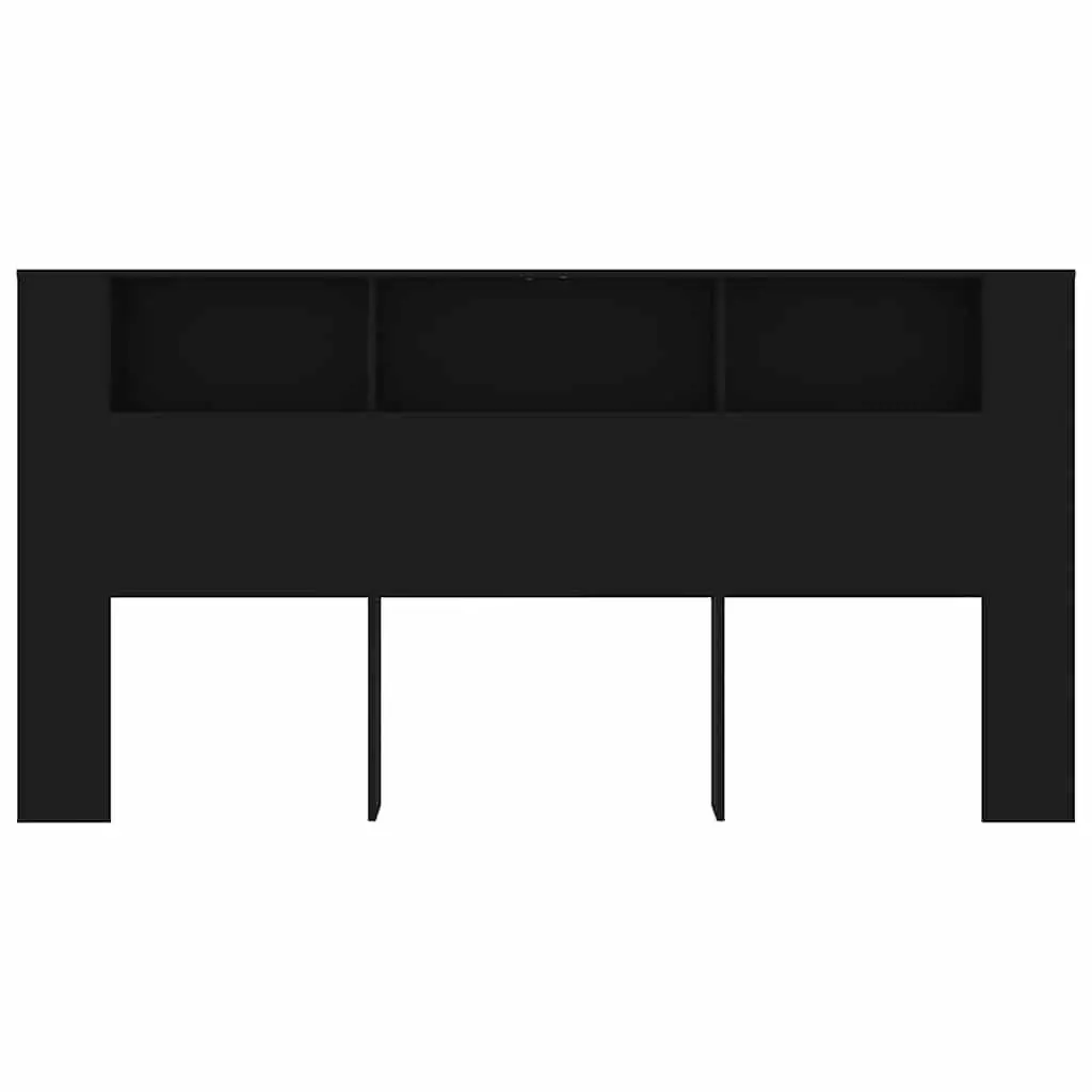 Headboard Cabinet Storage Wall-Mount 200cm Black