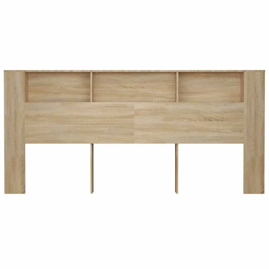 Headboard Cabinet Storage Compartments 220cm Bedroom Furniture Wall Mount Brown
