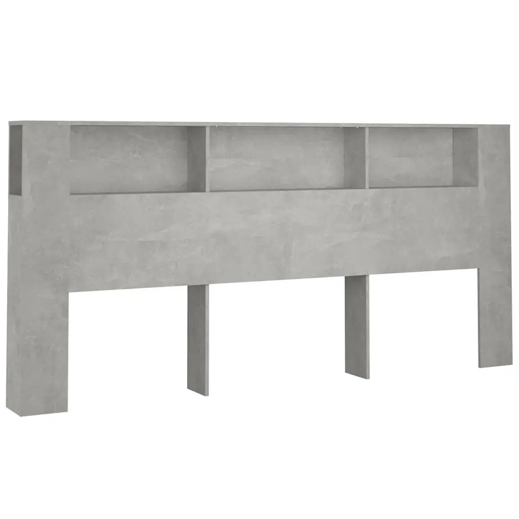 Headboard Cabinet Storage 220cm Grey Wall-Mounted Bedroom Furniture