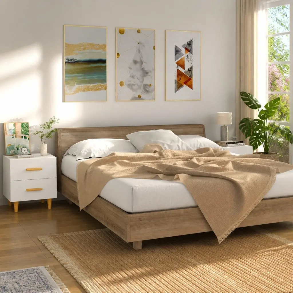 Bedside Tables Storage Drawers 2 pcs High Gloss White Scandinavian Style