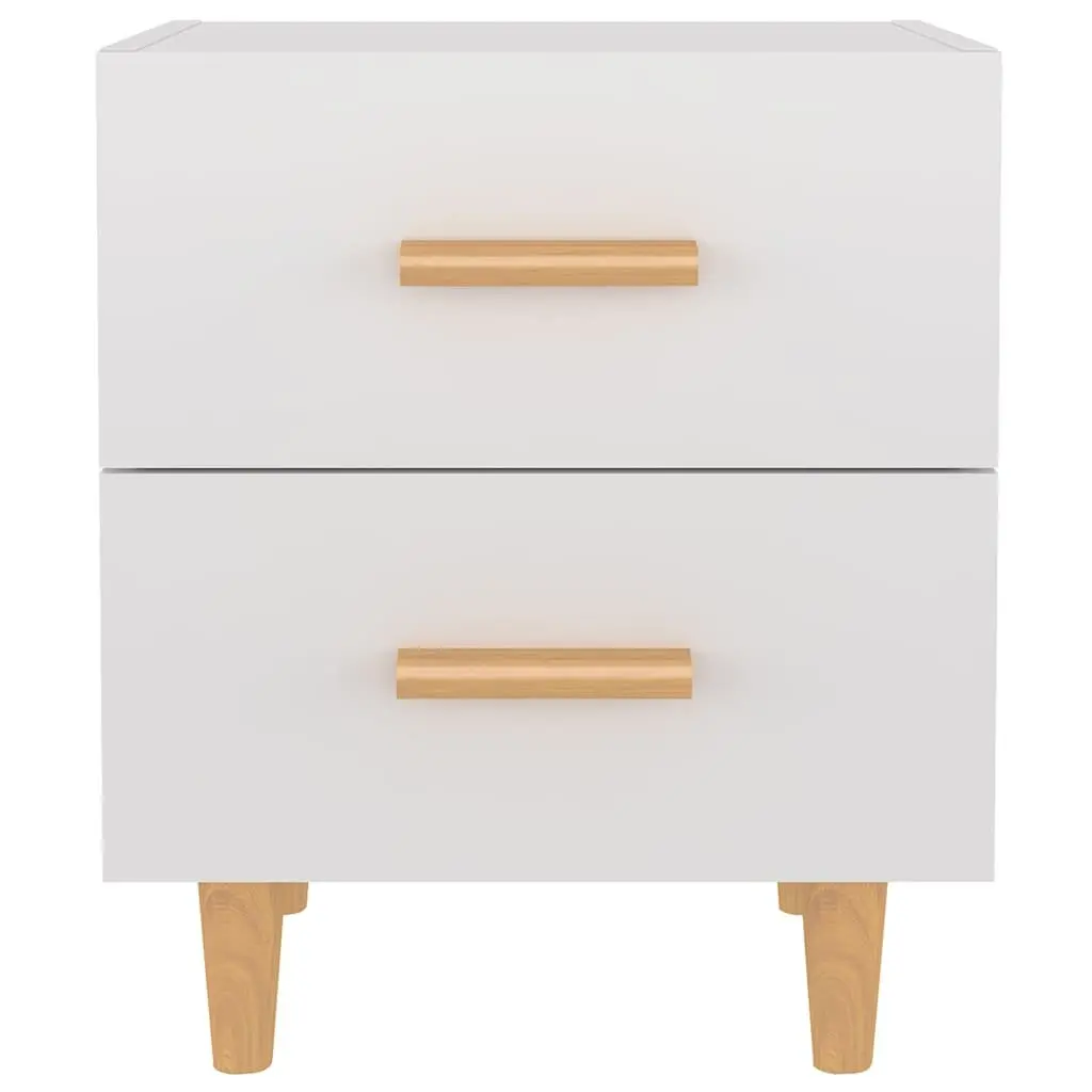 Bedside Tables Storage Drawers 2 pcs High Gloss White Scandinavian Style