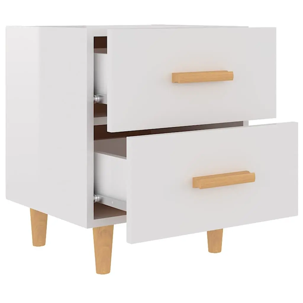 Bedside Tables Storage Drawers 2 pcs High Gloss White Scandinavian Style
