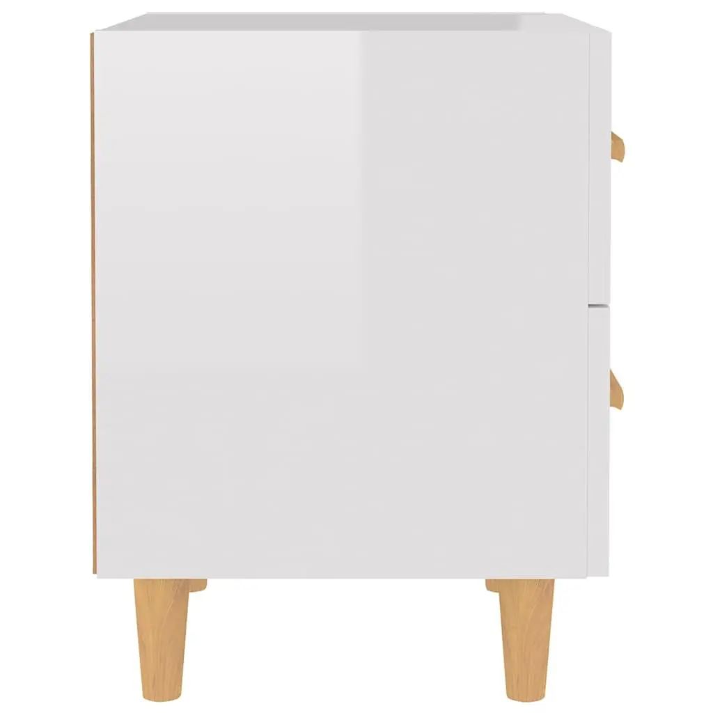 Bedside Tables Storage Drawers 2 pcs High Gloss White Scandinavian Style