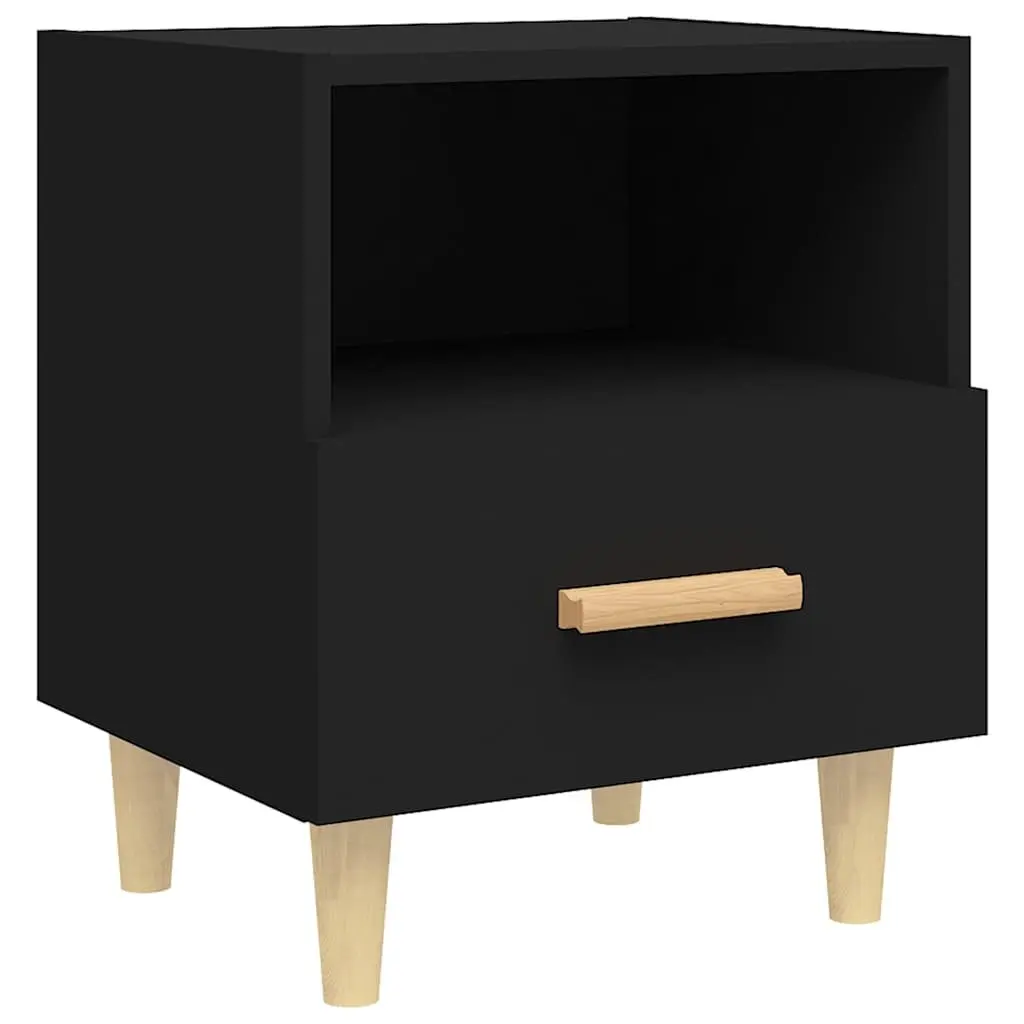 Bedside Cabinets 2 pcs Black Scandinavian Bedroom Storage Nightstand Tables