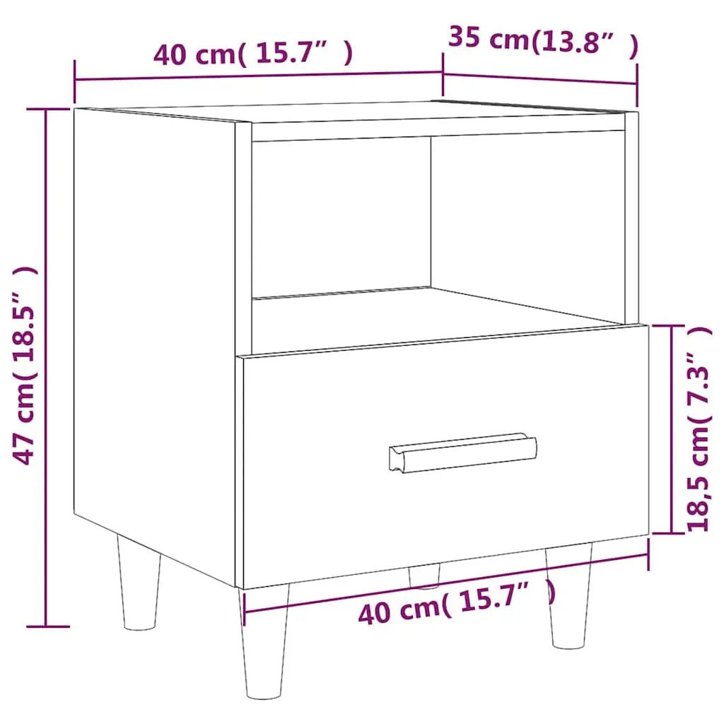 Bedside Cabinets 2 pcs Black Scandinavian Bedroom Storage Nightstand Tables