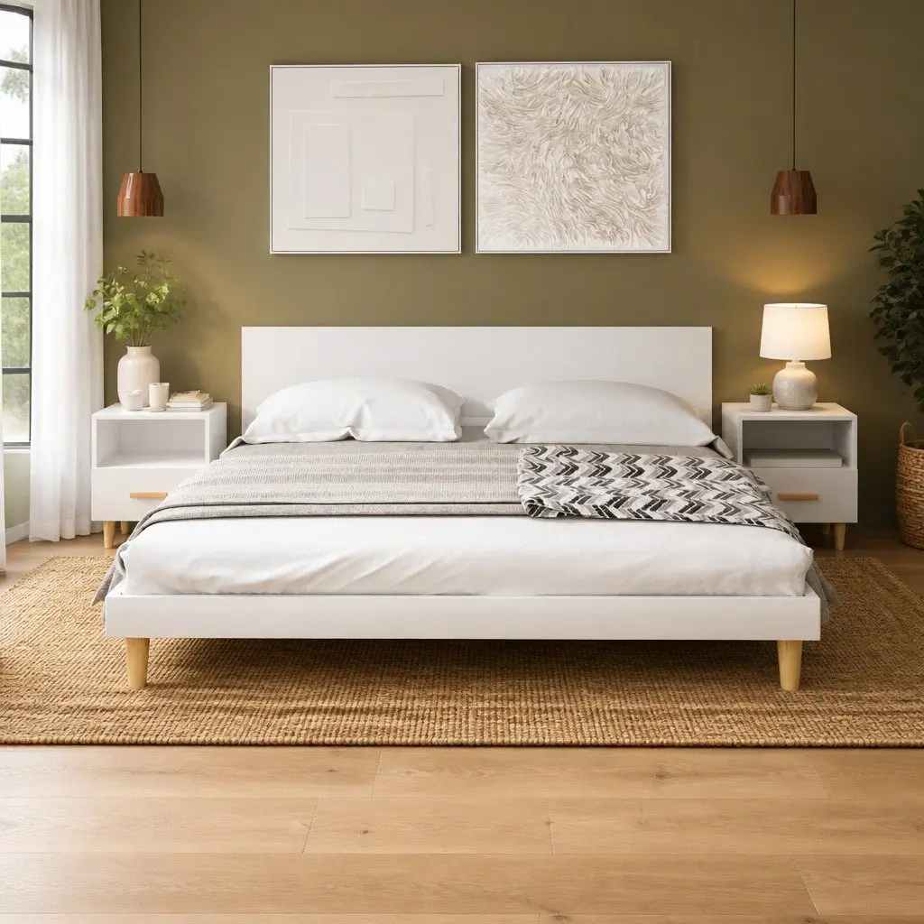 White Scandinavian Bedside Cabinets for Storage
