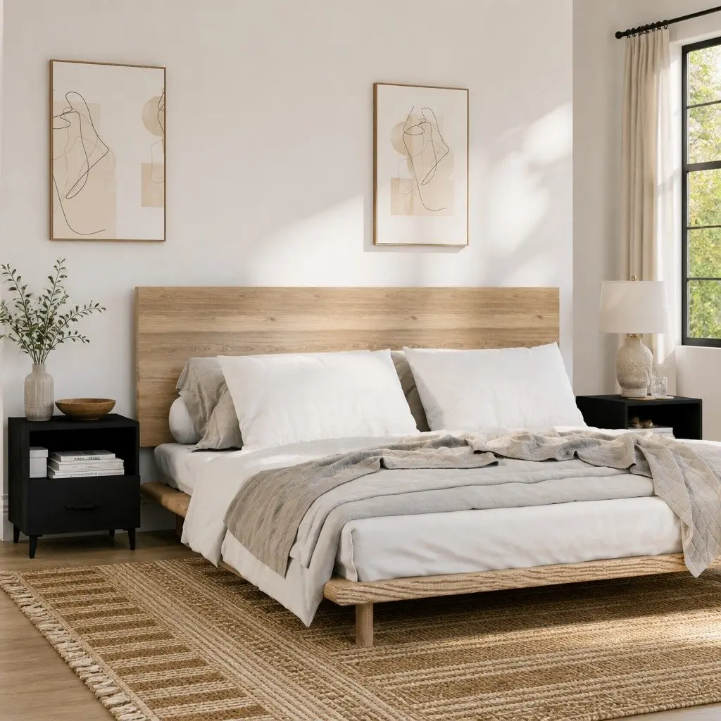 Bedside Cabinets Black Storage Nightstand Drawer Shelf 2 Piece