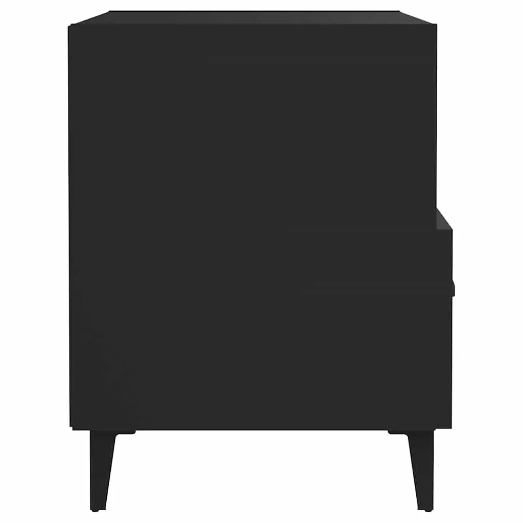 Bedside Cabinets Black Storage Nightstand Drawer Shelf 2 Piece