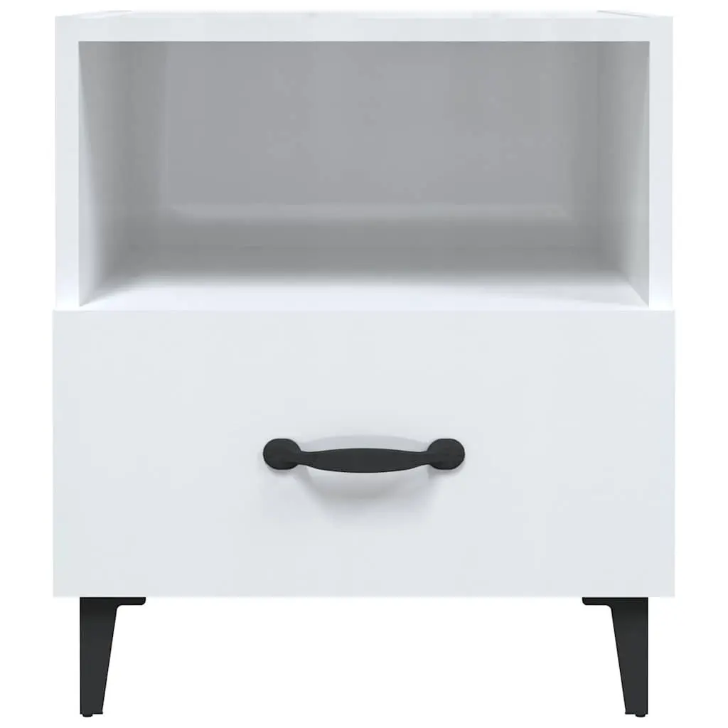 Bedside Cabinets 2 pcs Storage Nightstand 1 Drawer 1 Shelf High Gloss White Engineered Wood