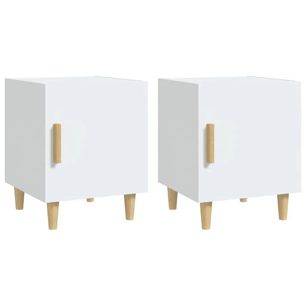 Bedside Cabinet White Engineered Wood Nightstand Storage Table 1 Door 2 Piece