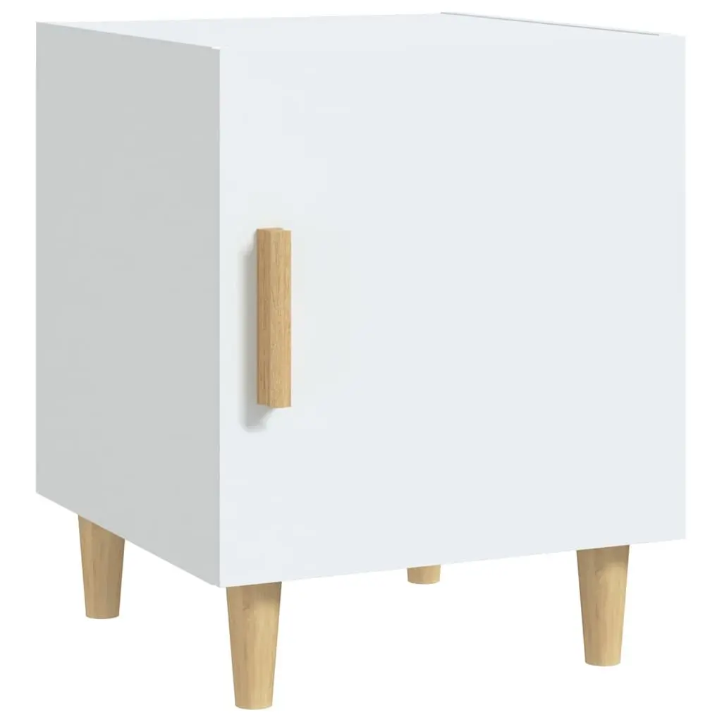 Bedside Cabinet White Engineered Wood Nightstand Storage Table 1 Door 2 Piece