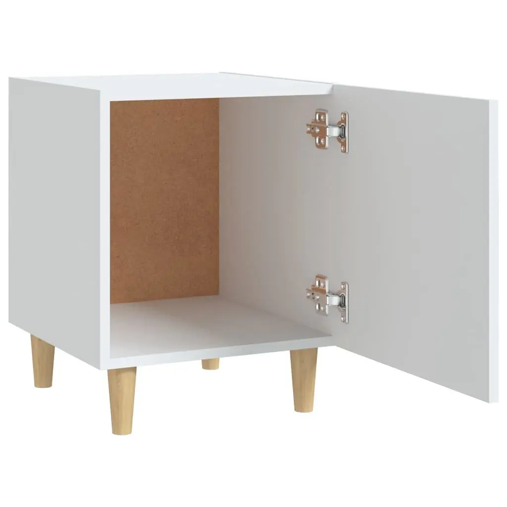 Bedside Cabinet White Engineered Wood Nightstand Storage Table 1 Door 2 Piece