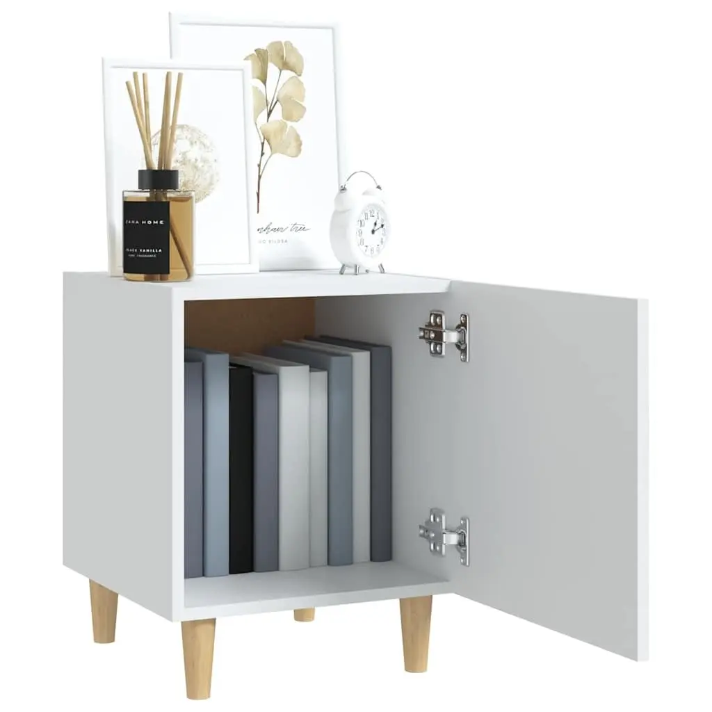 Bedside Cabinet White Engineered Wood Nightstand Storage Table 1 Door 2 Piece