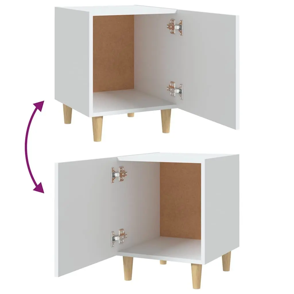 Bedside Cabinet White Engineered Wood Nightstand Storage Table 1 Door 2 Piece