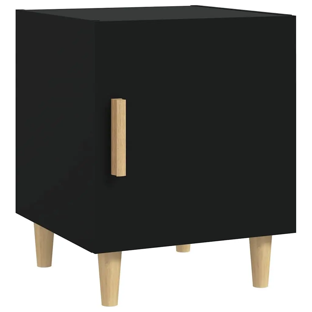 Bedside Cabinet 2 Pieces Black Storage Nightstand Table Bedroom Furniture