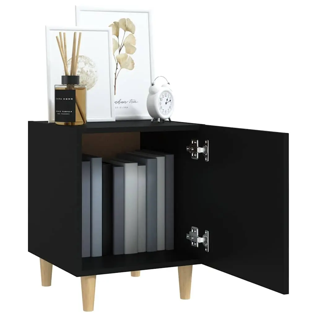 Bedside Cabinet 2 Pieces Black Storage Nightstand Table Bedroom Furniture