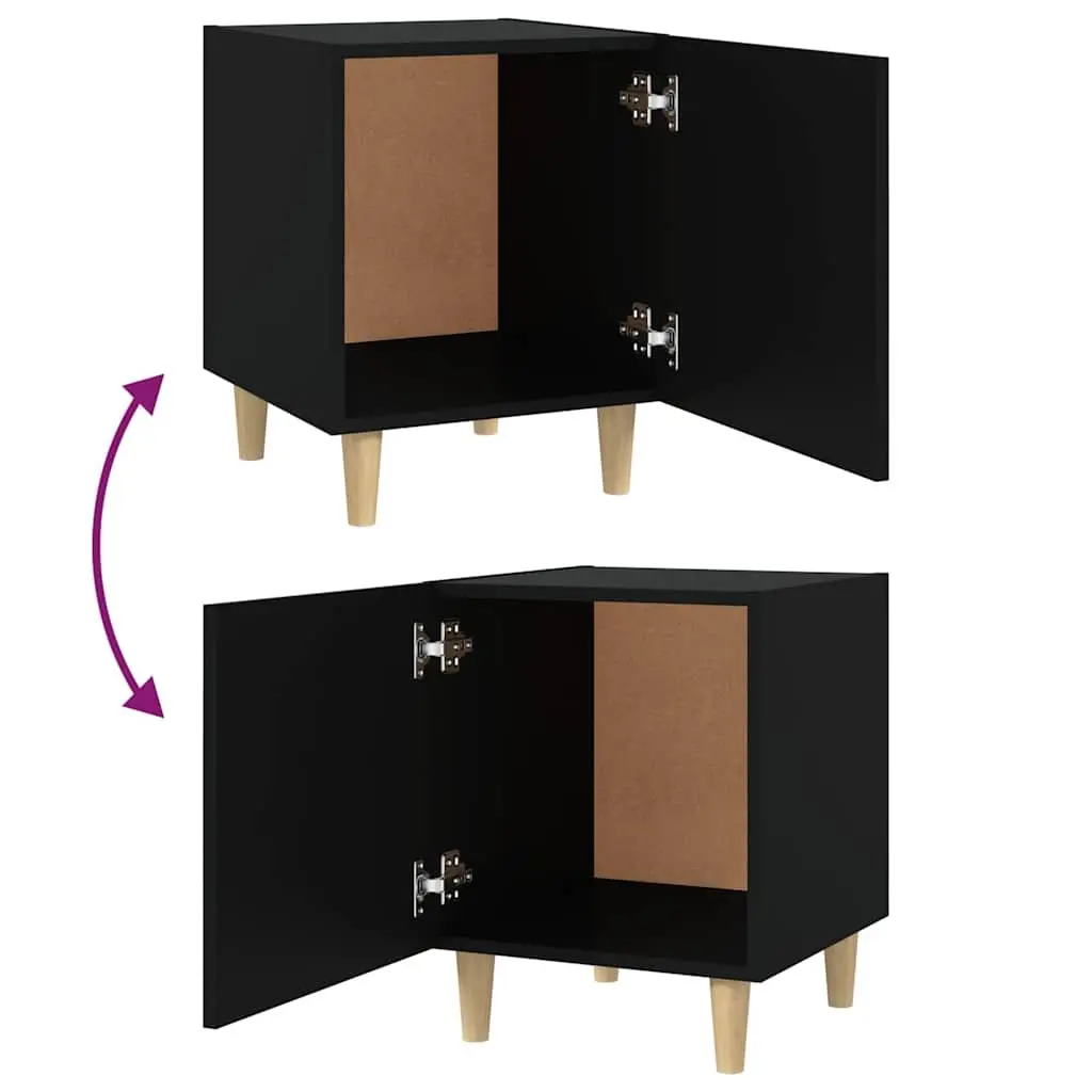Bedside Cabinet 2 Pieces Black Storage Nightstand Table Bedroom Furniture