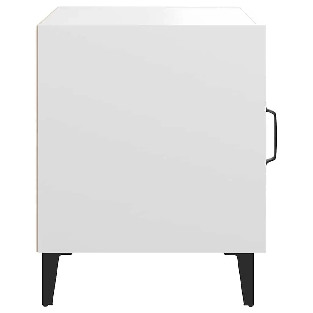 Bedside Cabinet White 2 Pieces Engineered Wood Storage Nightstand Organizer