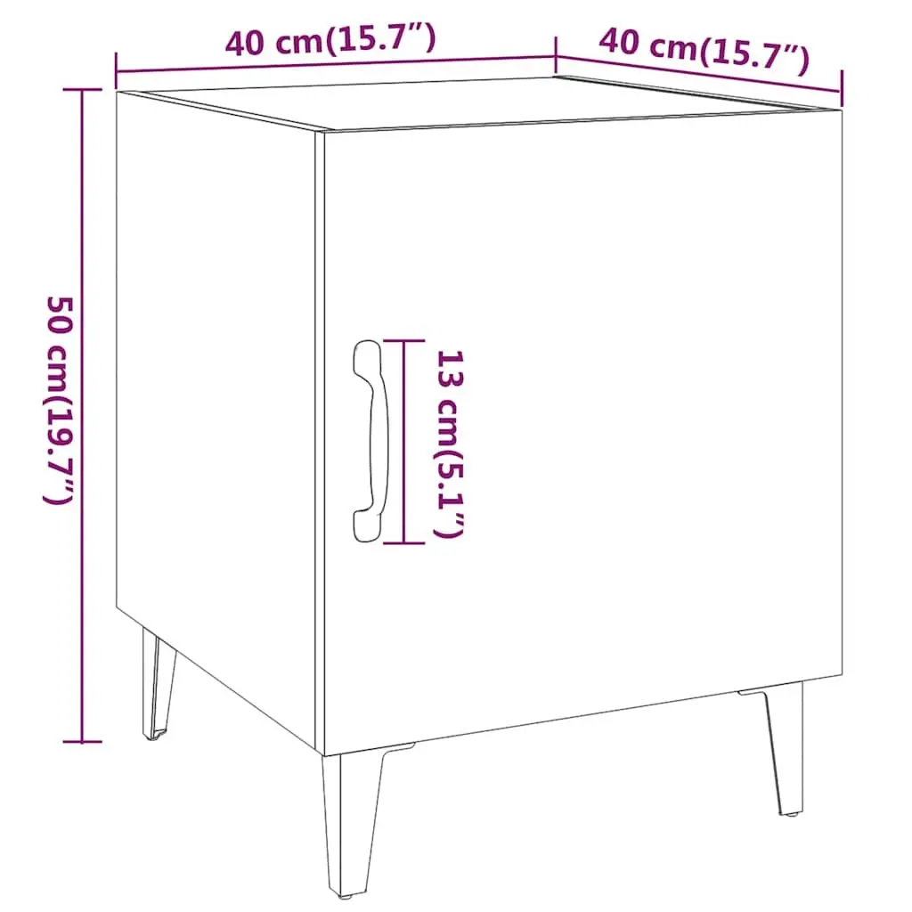 Bedside Cabinet 2 pcs Black Engineered Wood Nightstand Storage Door Organiser