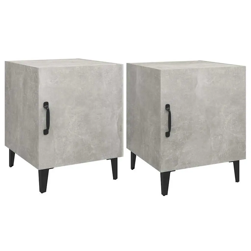 Bedside Cabinets 2 pcs Nightstand Storage Grey Engineered Wood