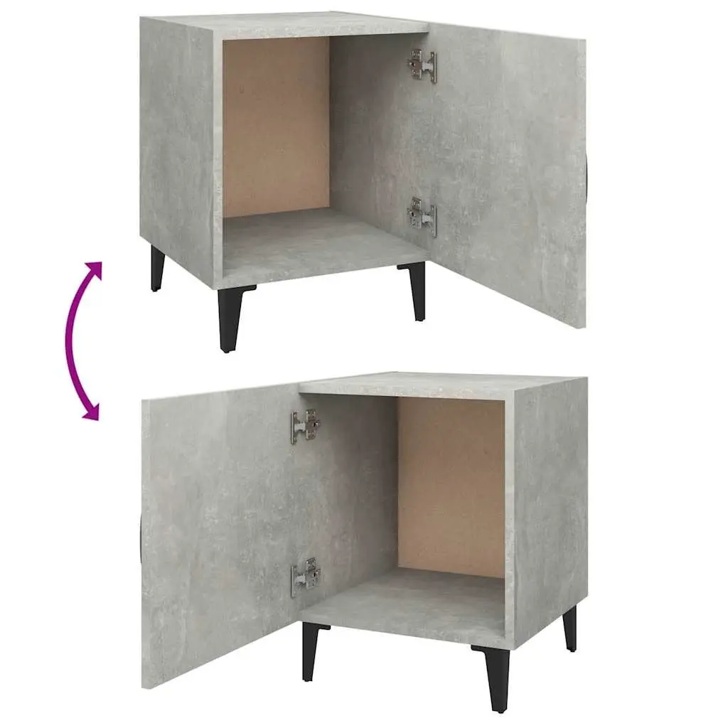 Bedside Cabinets 2 pcs Nightstand Storage Grey Engineered Wood