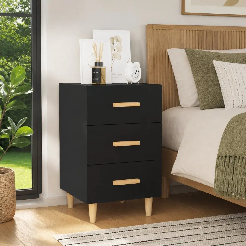 Black Nightstand with Ample Storage Space