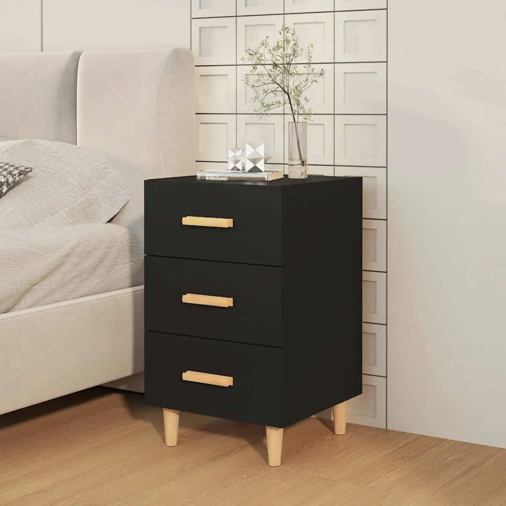 Black Nightstand with Ample Storage Space