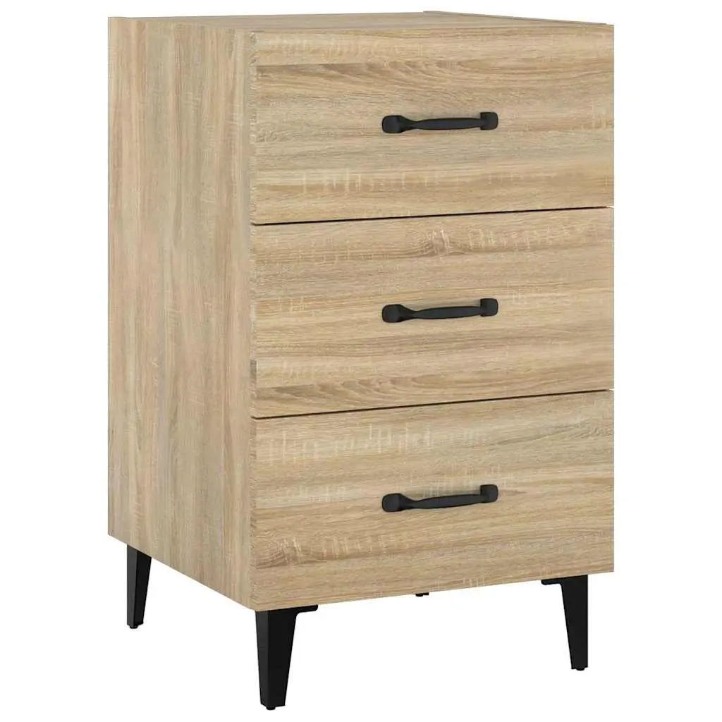 Brown Nightstand with 3 Storage Drawers