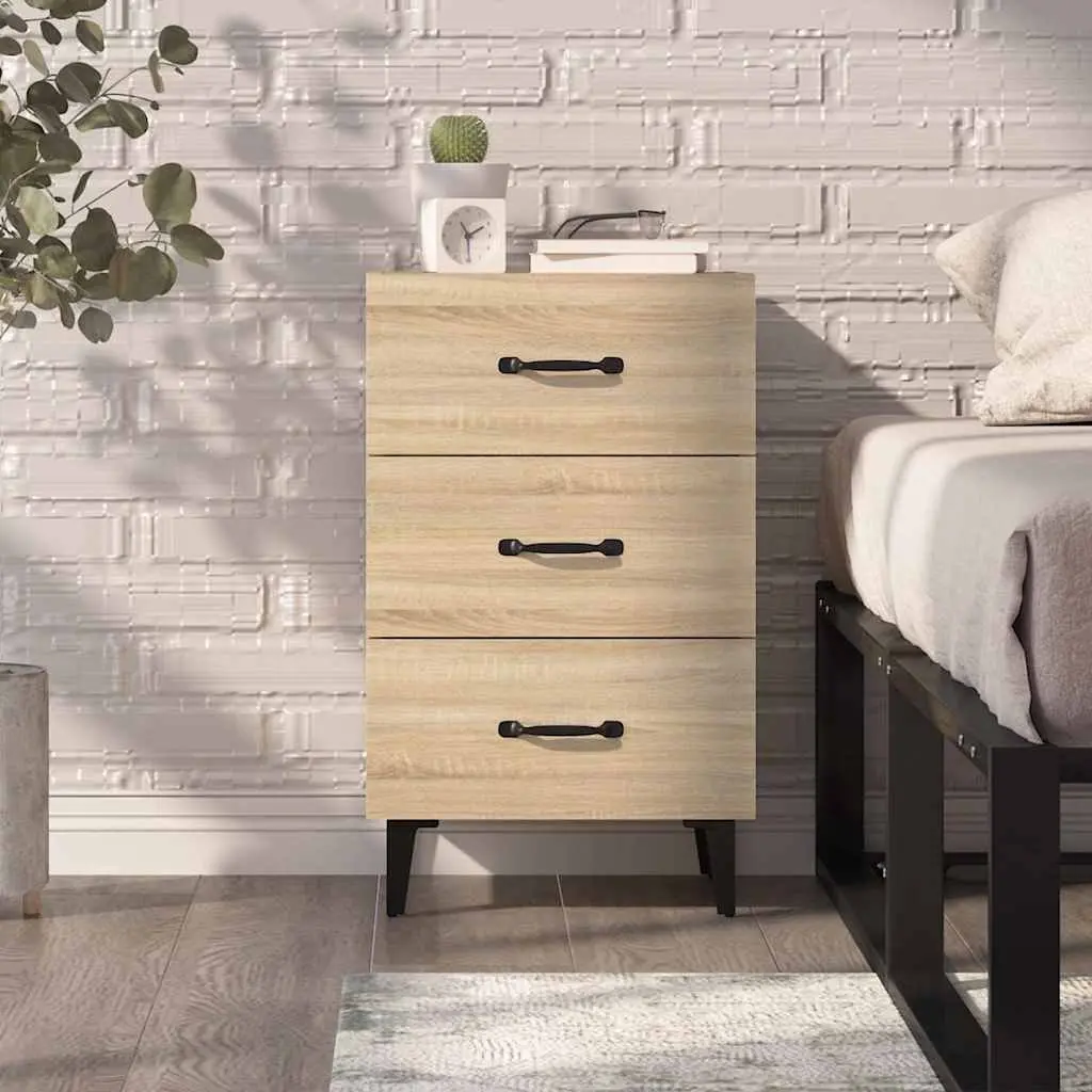 Brown Nightstand with 3 Storage Drawers