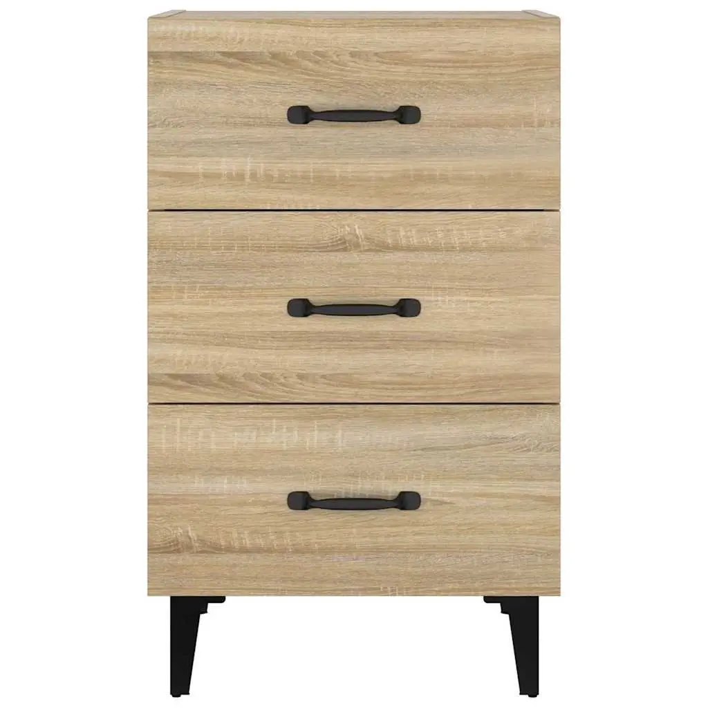 Brown Nightstand with 3 Storage Drawers
