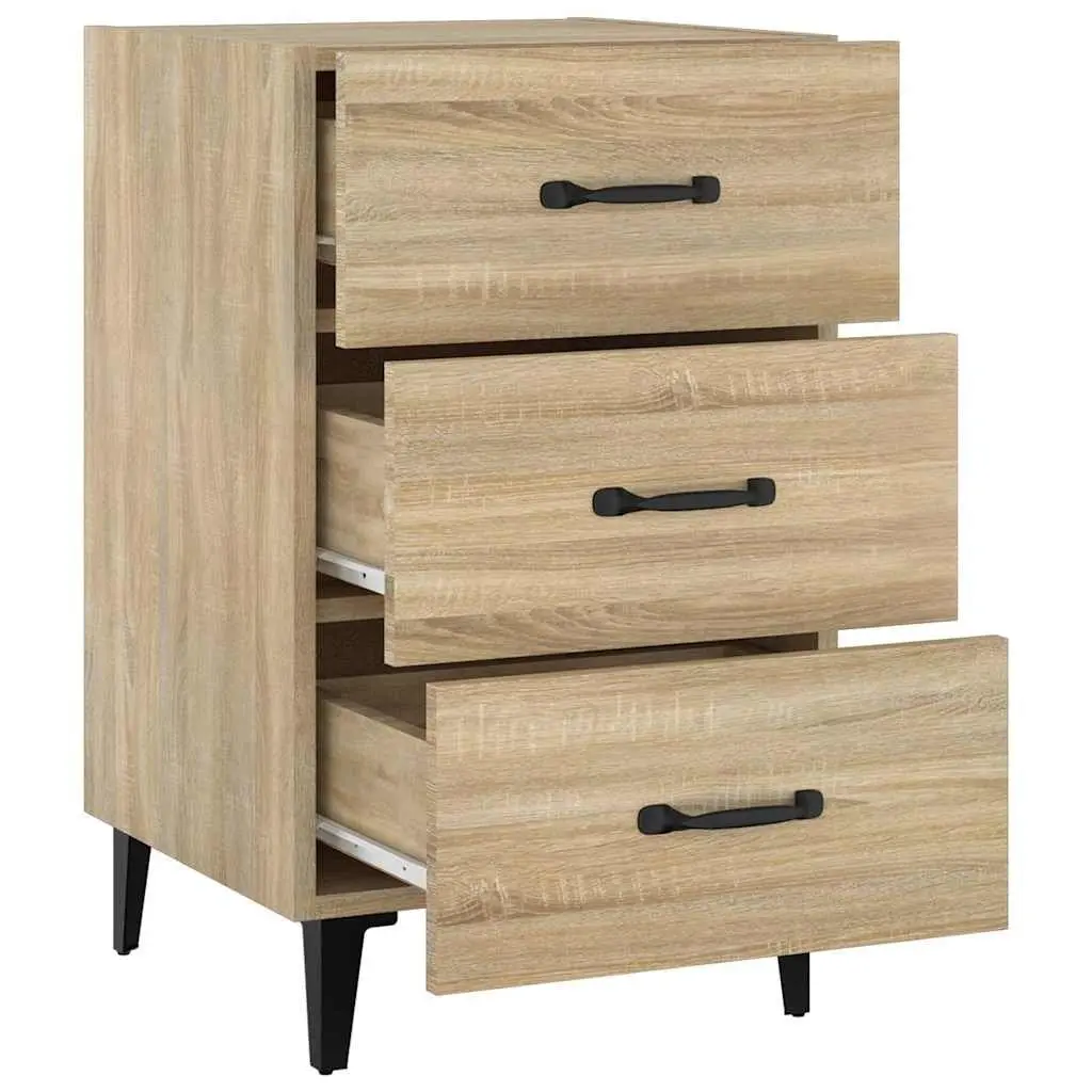 Brown Nightstand with 3 Storage Drawers