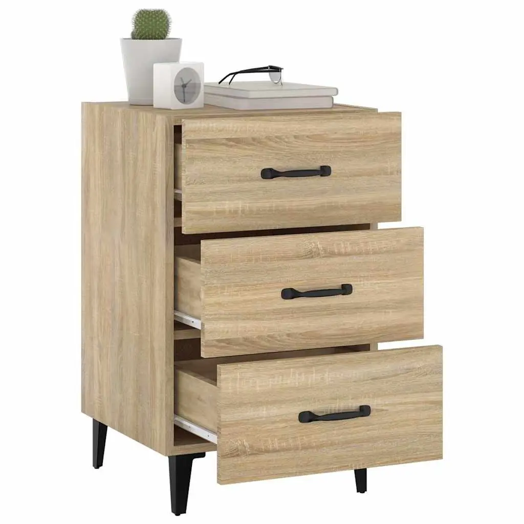 Brown Nightstand with 3 Storage Drawers