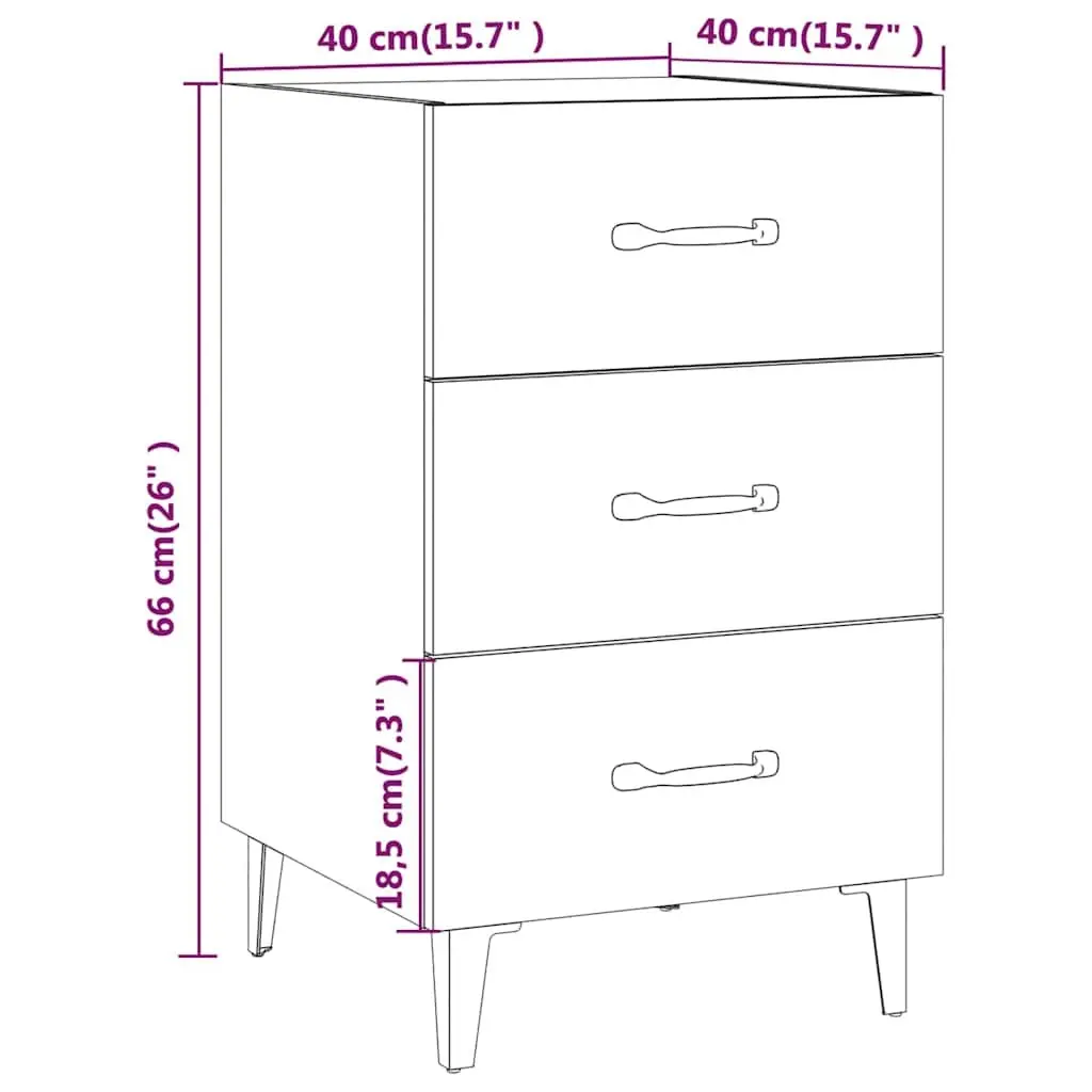 Brown Nightstand with 3 Storage Drawers