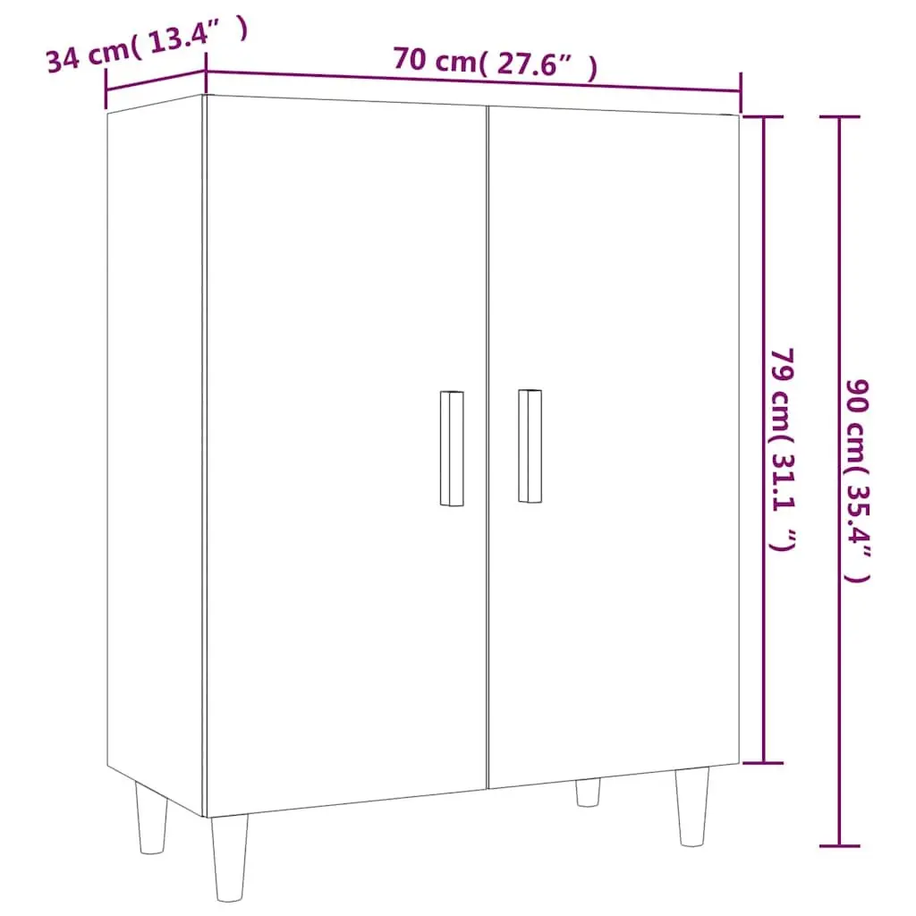 White Sideboard Cabinet 70x34x90cm Storage Buffet Furniture With Doors