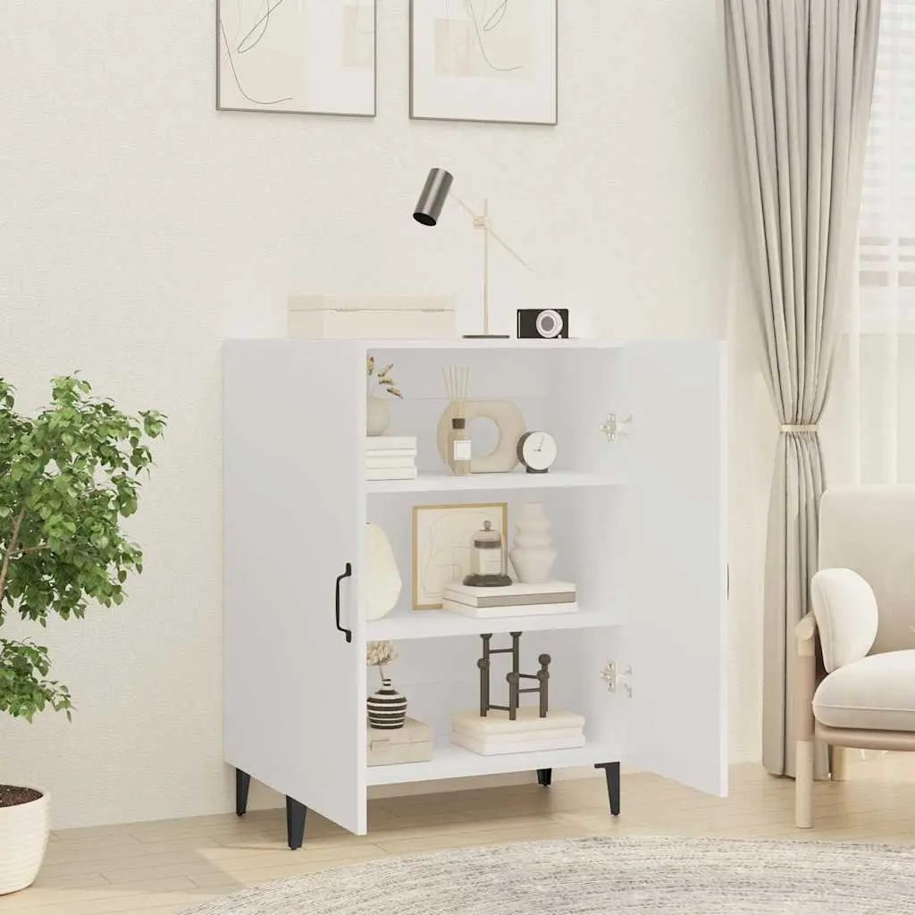 White Storage Cabinet Sideboard 70x34x90cm Engineered Wood 2 Door Buffet