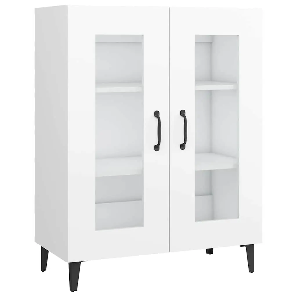 Sideboard Cabinet Storage Buffet 69.5 x 34 x 90 cm White Engineered Wood with Glass Doors