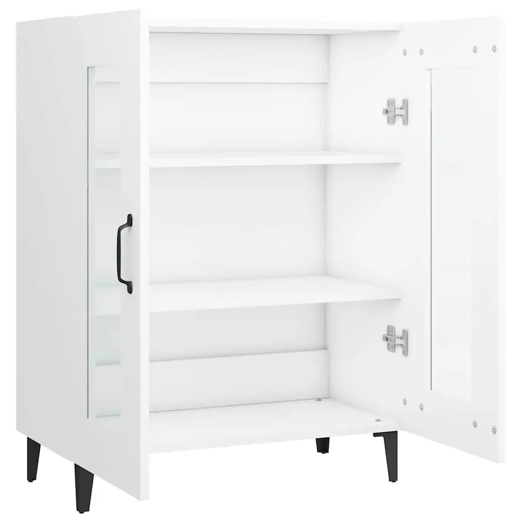 Sideboard Cabinet Storage Buffet 69.5 x 34 x 90 cm White Engineered Wood with Glass Doors