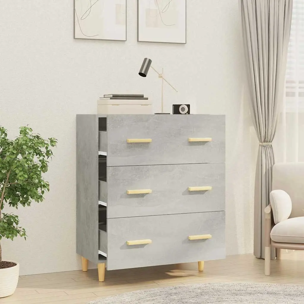 Grey Sideboard Storage Cabinet with 3 Drawers