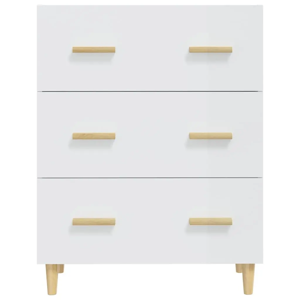 Sideboard Storage Cabinet 70x34x90cm High Gloss White with 3 Drawers