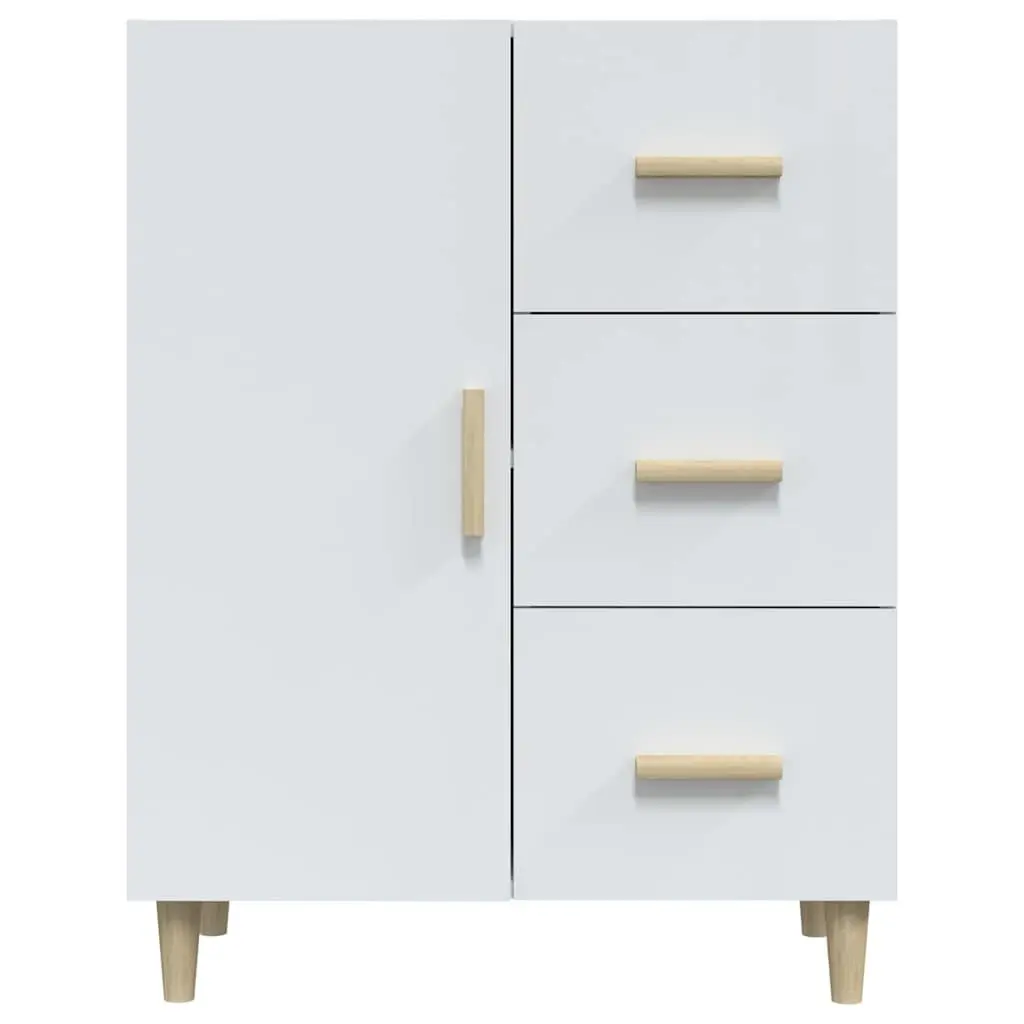 Sideboard White High Gloss Storage Cabinet 3 Drawers Engineered Wood 69.5W x 34D x 90H cm
