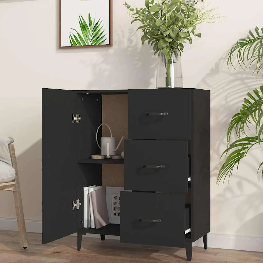 Black Sideboard Cabinet 69.5x34x90cm Storage Buffet with Door Drawers