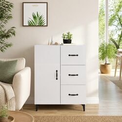 Charming High Gloss White Sideboard with Storage