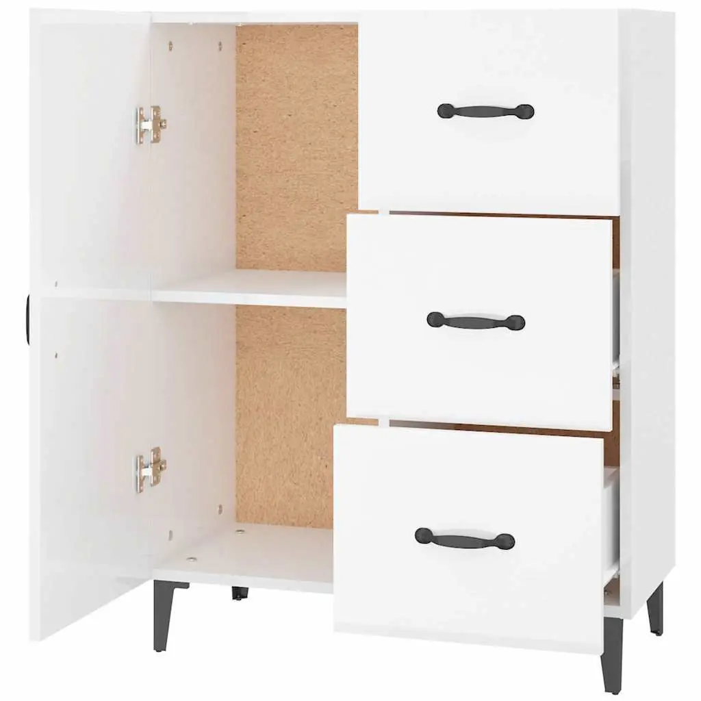 Sideboard Storage Cabinet High Gloss White 1 Door 3 Drawers