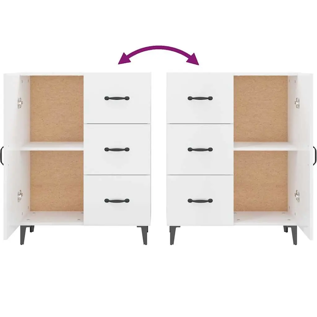 Sideboard Storage Cabinet High Gloss White 1 Door 3 Drawers