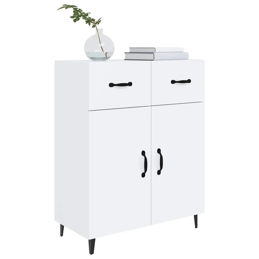 Sideboard Storage Cabinet High Gloss White 69.5x34x90cm 2 Doors 2 Drawers