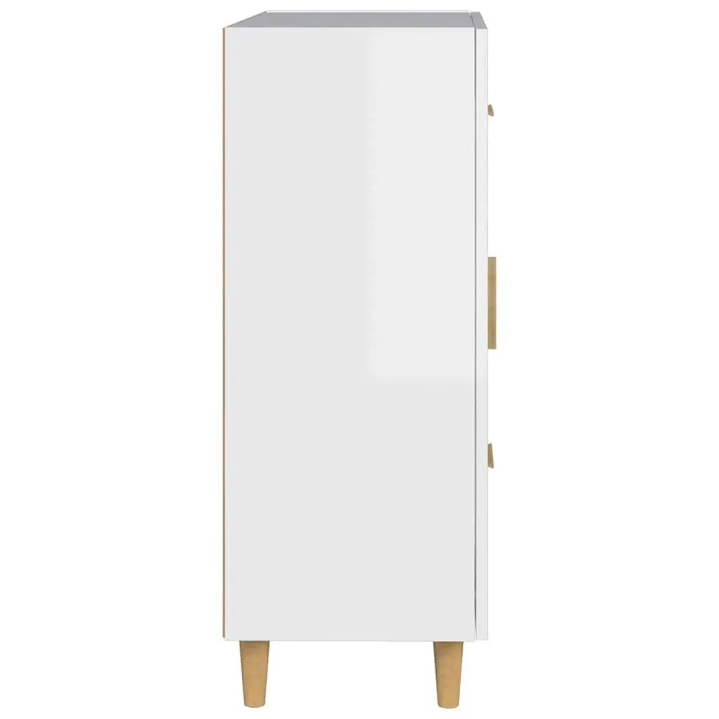 White High Gloss Sideboard Storage Cabinet with Glass Door Drawers Engineered
